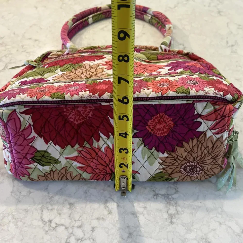 Vera Bradley Bowler Bag Retired Hello Dahlia Pink Red Satchel Purse EUC - Picture 4 of 6